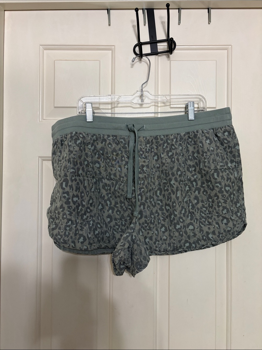 Maurices Olive Green Leopard-Print Athletic Lounge Shorts